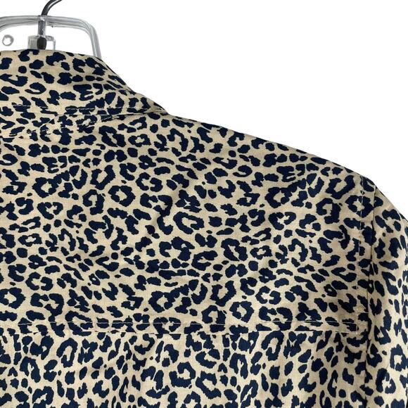 J. Crew Factory Animal Print Cotton Shirt in Signature Fit Blue Size M - Picture 7 of 8